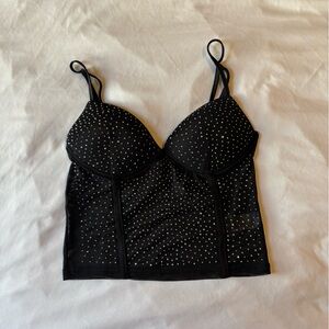Elegant Black Studded Crop Top